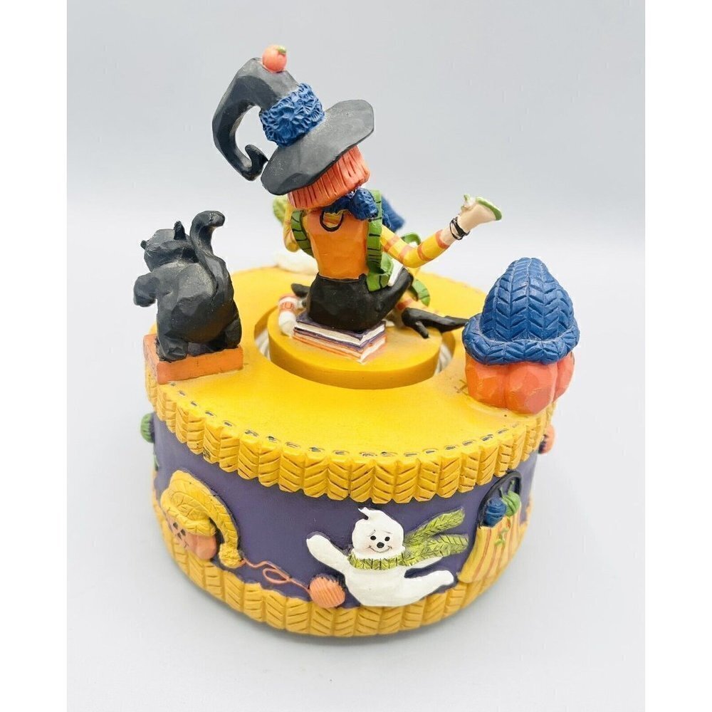 Crafty Witch Musical Box Crafter Scrapbook Sew Knit Crochet Cat Ghost Works!! - Picture 2 of 5